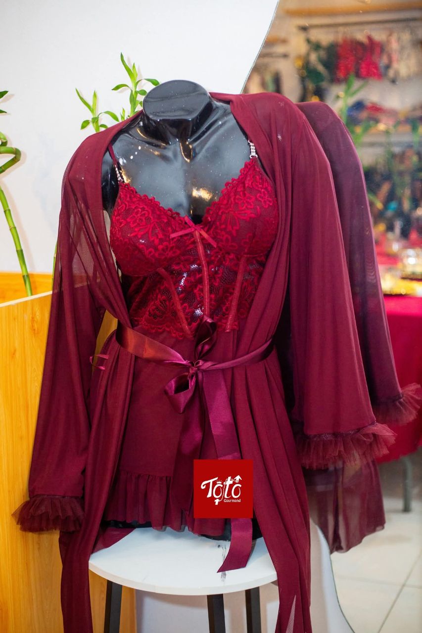 Déshabillé Soie Rouge